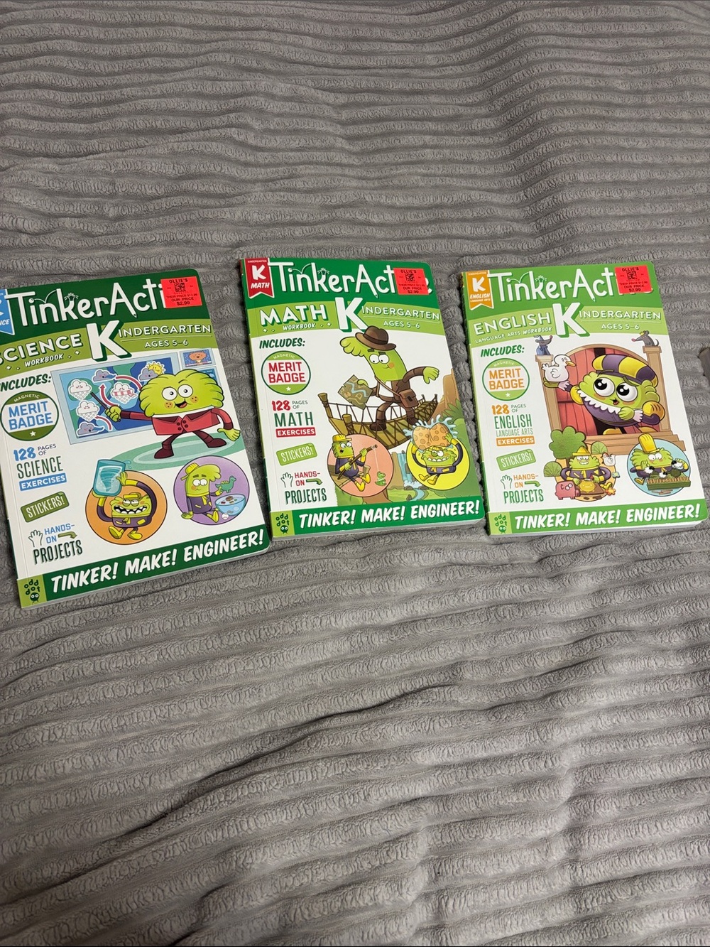 Kindergarten Learning Workbooks - Green Science, Math & English Set